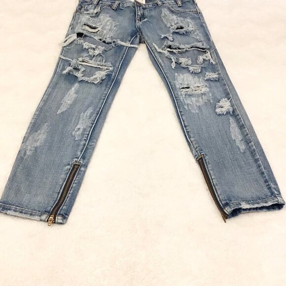 One Teaspoon 25 (3) Trashed Free Birds Women’s Jeans Low Waist Rigid Skinny Leg - Picture 4 of 12